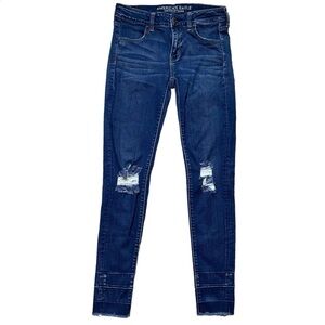 American Eagle Super Stretch Jegging Dark Wash Distressed Women’s 4
